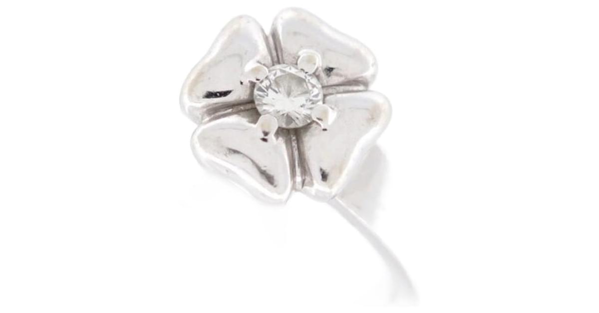 CHANEL CLOVER DIAMOND SOLITAIRE RING 0.15CT IN WHITE GOLD T50