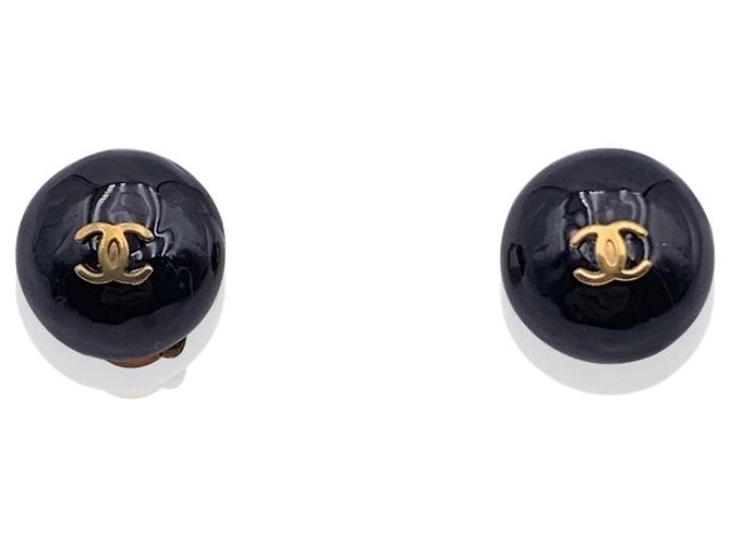 Boucles D'oreilles Clips En Métal Doré émaillé Marron - 2,4 Cm - Occasion Bon état