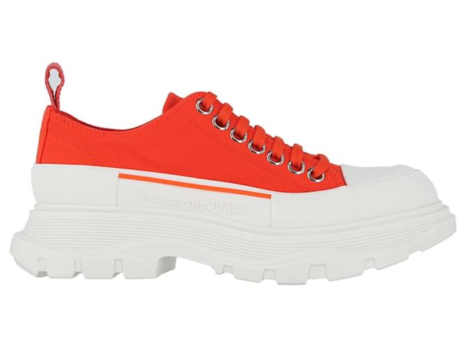 Alexander McQueen Tread Slick Low-Top Sneakers Orange Cotton ref