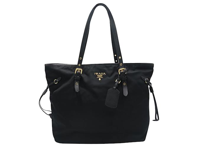 Prada Black Tessuto Nylon Tote Bag Leather ref.723194 - Joli Closet