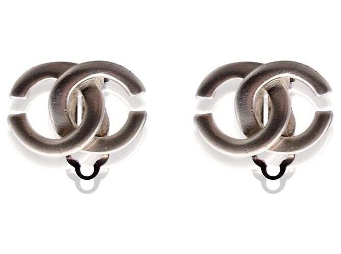 Boucles D'oreilles Fantaisie Vintage - Métal Argenté, Motif Fleur, Clip, Occasion