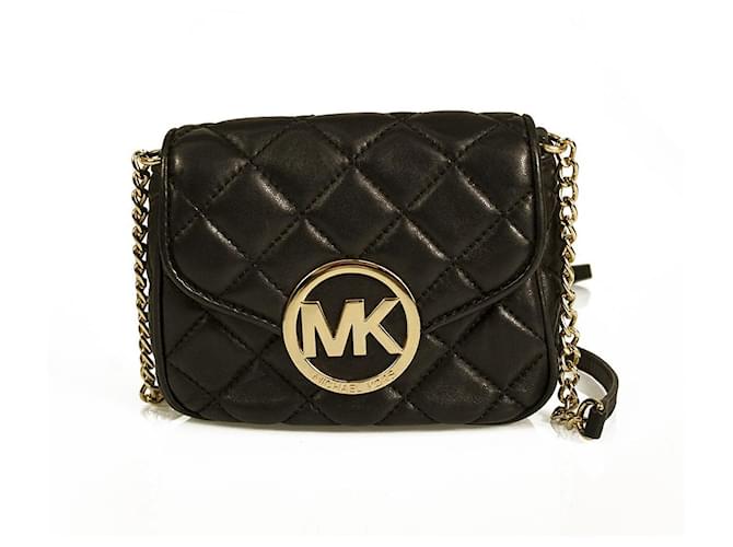 Michael Kors Fulton Black Quilted Leather Cross Body Handbag