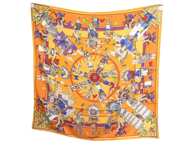 Foulard En Soie J. D'Ormont Paris - Motif Floral Indien - Multicolore - Occasion - Style Bandana Ou Carré