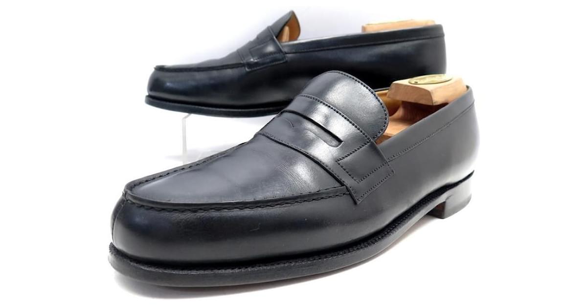 JM WESTON SHOES 180 7.5C 41 41.5 FIN BLACK LEATHER MOCCASIN LOAFERS ...