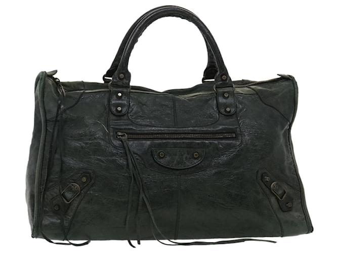 BALENCIAGA The Work Hand Bag Leather Green Auth yk5460 ref