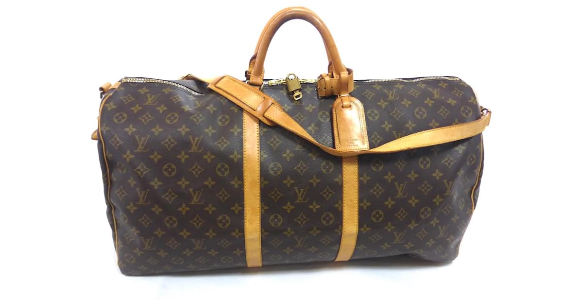 Louis Vuitton keepall 60 Monogram shoulder strap - VI0954 Brown Leather  ref.921511 - Joli Closet