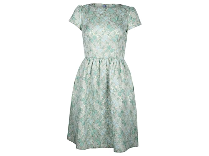 Prada Brocade Mini Dress in Green Silk (Sold) - Joli Closet