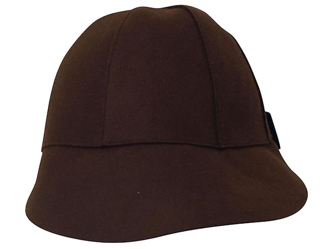 Miu Miu Cloche Hat with Ribbon in Brown Fur ref.730585