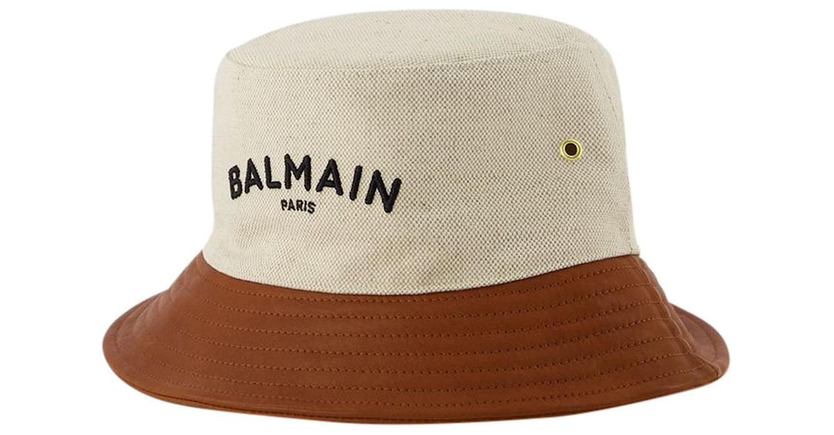 Jacquard bucket hat with Balmain monogram black - Women