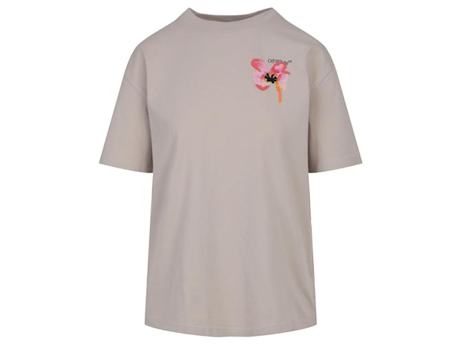 【OFF-WHITE】Beige☆ロゴ Off Stitch コットン 半袖 Tシャツ OFF-WHITE Logo-Embroidered Cotton T-shirt Sand Beige Men's