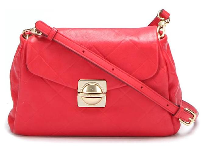 Marc Jacobs Quilted Leather Crossbody Bag Red Ponystyle calfskin ref