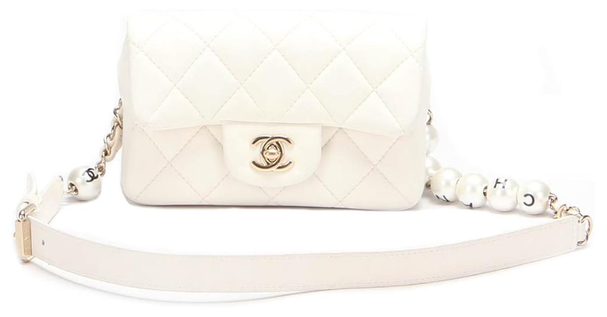 Chanel Lambskin Quilted Mini My Precious Waist Bag White Leather Pony-style  calfskin ref.733606