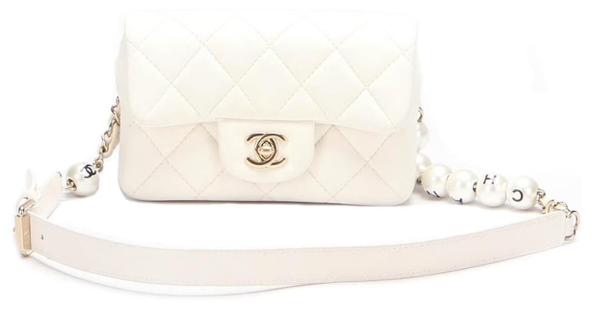 Rare Chanel 2020 My Precious Waist Bag White Lambskin Bandoliere