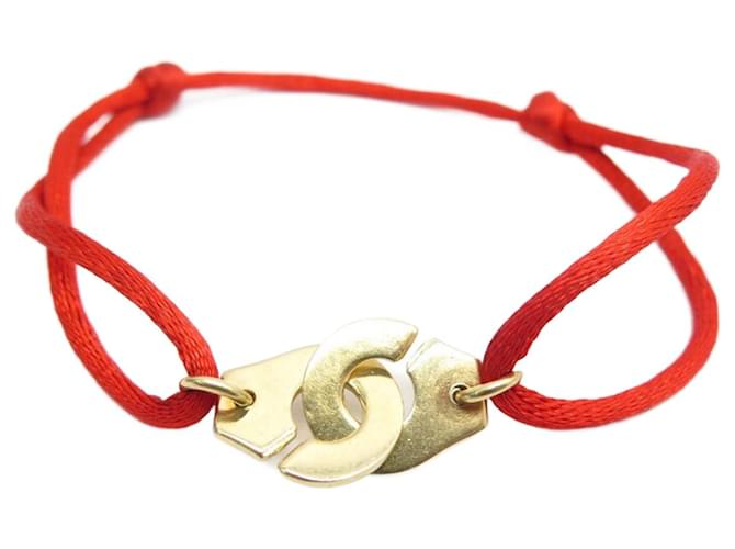 DINH VAN MENOTTES R BRACELET12 In yellow gold 18K AND CORD ROUGE