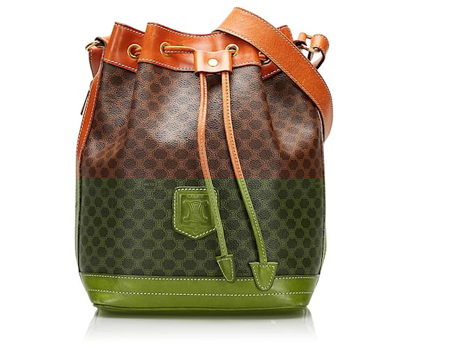 Céline Sac Seau Celine Marron Macadam Toile Tissu