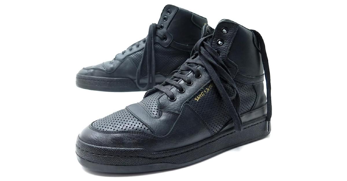 CHAUSSURES YVES SAINT LAURENT BASKET SL24 EN CUIR NOIR 42.5 LEATHER SNEAKER ref.736851 Joli Closet