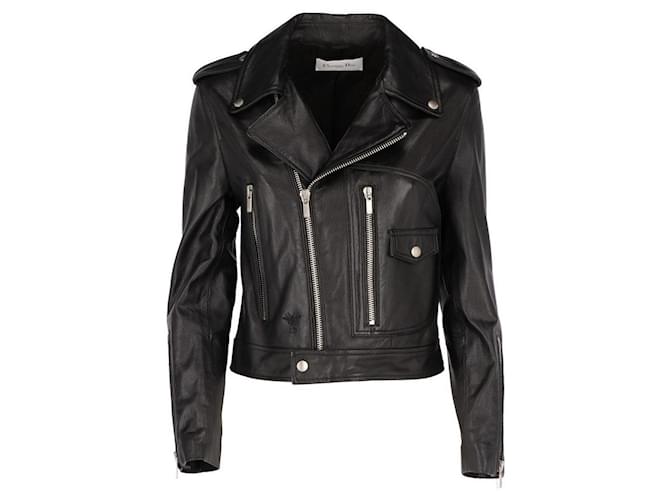 Christian Dior ブラックレザージャケット Christian Dior Leather Jacket Black Lambskin ref.739033