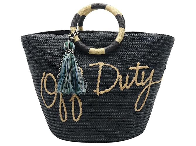 Rebecca Minkoff Off Duty Straw Basket with Leather Straps Black