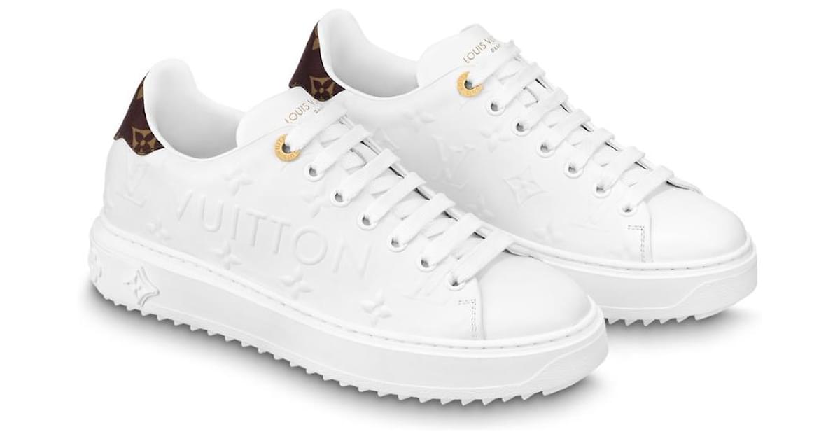 AA 100 % Original ✔ Moda Nuevo Louis Vuitton LV Time Out Zapatillas De  Deporte Para Mujer Zapatos De Cordones Blanco Monogram Cuero