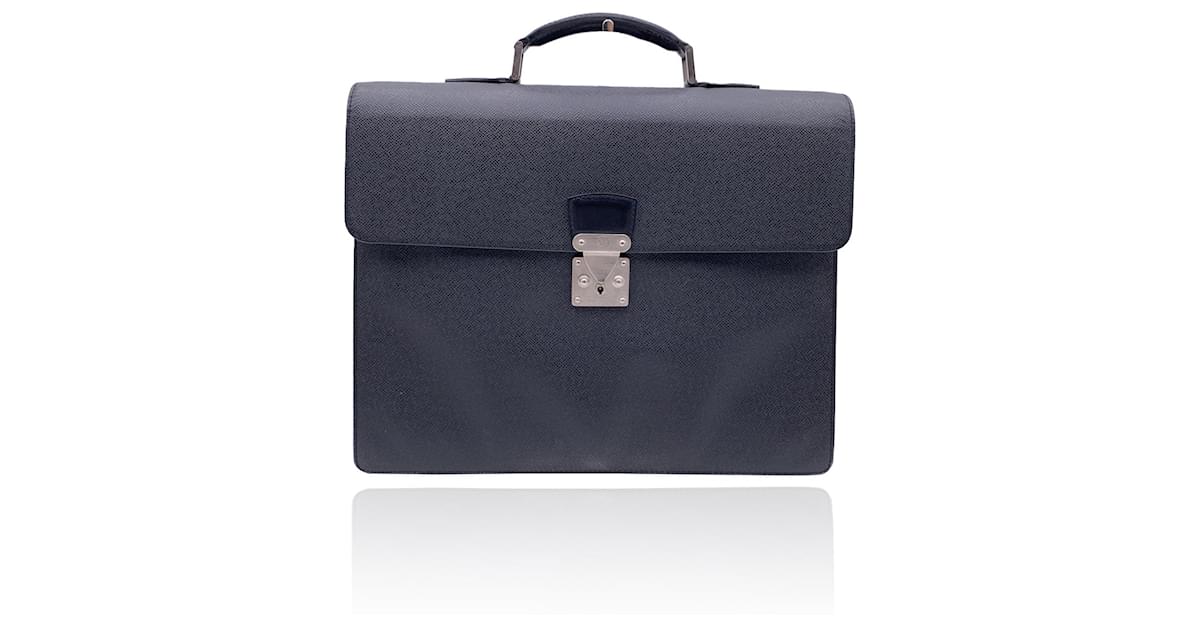 Louis Vuitton Aktentasche Sabana Taiga Leder grau schwarz – Luxus