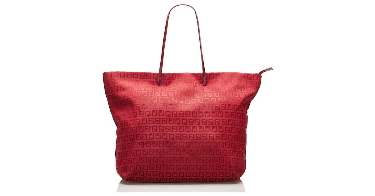 Fendi Zucca Roll Shopper Tote Bag Red Cloth ref.745323 - Joli Closet