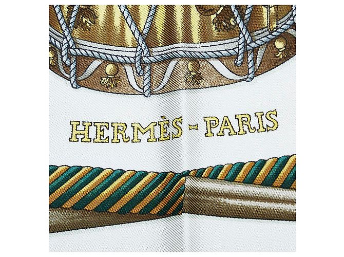 Carré Hermès 90 "Les Tambours" Noir - Soie, Occasion - Écharpe Châle Femme