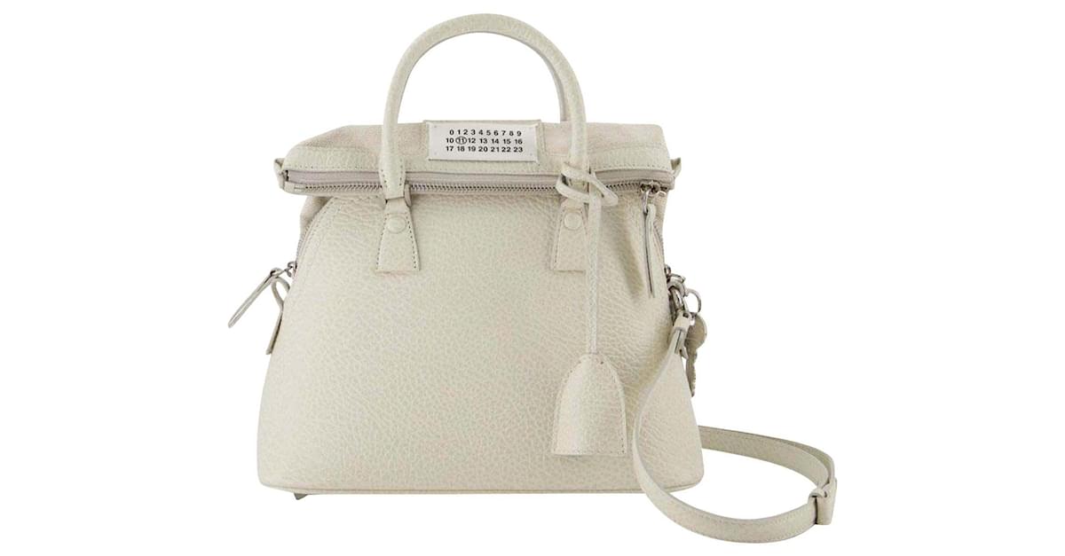 Maison Martin Margiela 5Ac Classic Mini Bag Maison Margiela Grau Leder Braun Beige Kalbahnliches Kalb ref.749263 Joli Closet