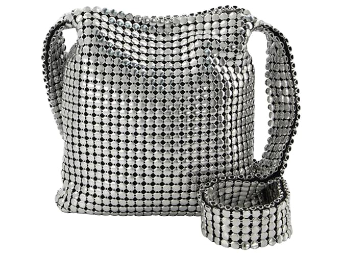 Pixel Mini Hobo Bag Paco Rabanne Silver Metal Silvery