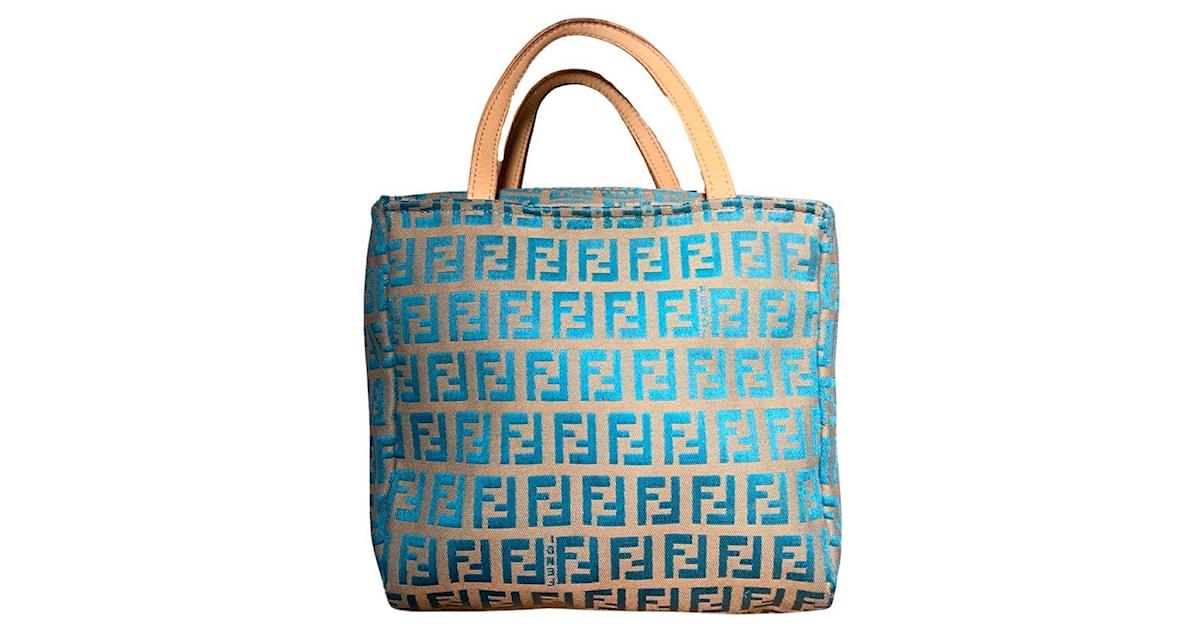 FENDI Baguette Leather Shoulder Bag Turquoise Blue