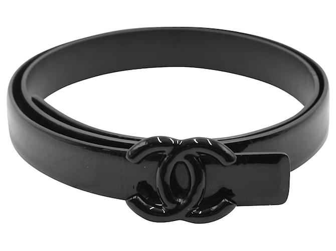 Chanel CC Logo Belt in Black Patent Leather ref.752695