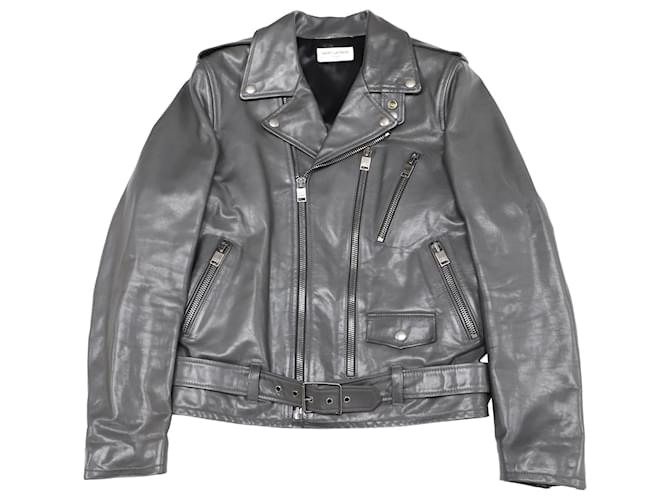 Saint Laurent L17 Leather Jacket in Grey Calf Leather ref Saint Laurent L17 Leather Jacket in Grey Calf Leather ref