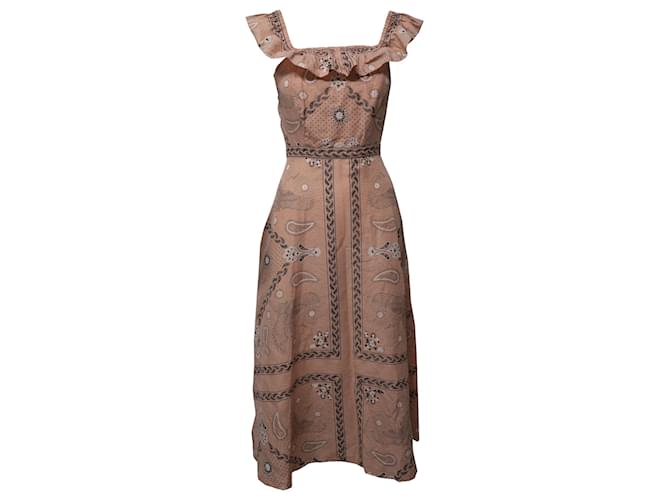Sandro Paisley Backless Midi Dress in Peach Linen Pink ref.JC755853 (Sold)  - Joli Closet