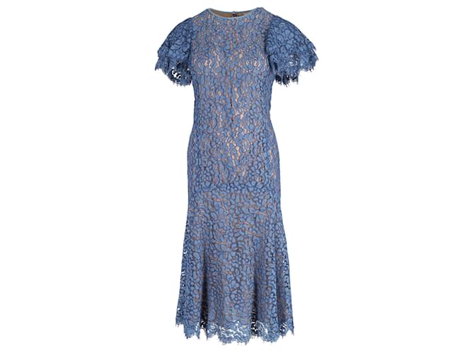 Michael Kors Lace Short Sleeve Dress in Blue Cotton ref.JC756031 (Sold) -  Joli Closet