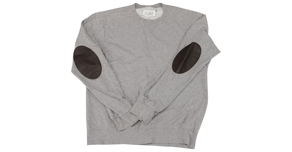 Maison Martin Margiela Crewneck Sweater with Elbow patches in Grey Wool  Cotton ref.756199 - Joli Closet