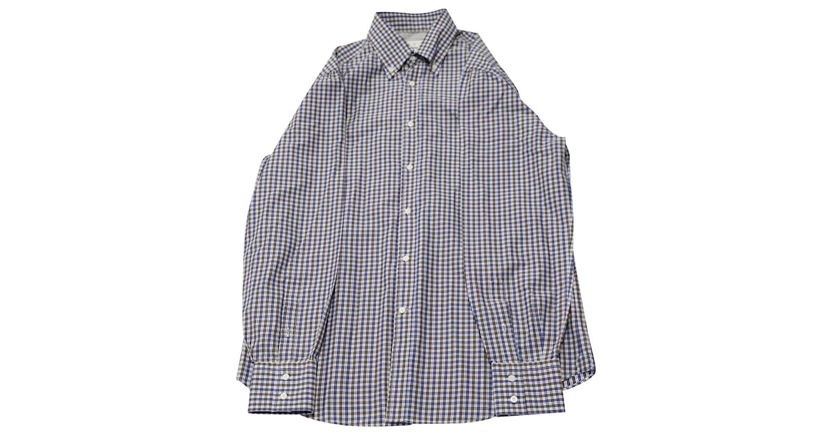 Camisa Casual Marshall Xadrez Manga Longa Vermelha Azul