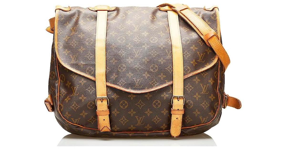 Louis Vuitton Brown Monogram Canvas Leather Saumur 43 Messenger