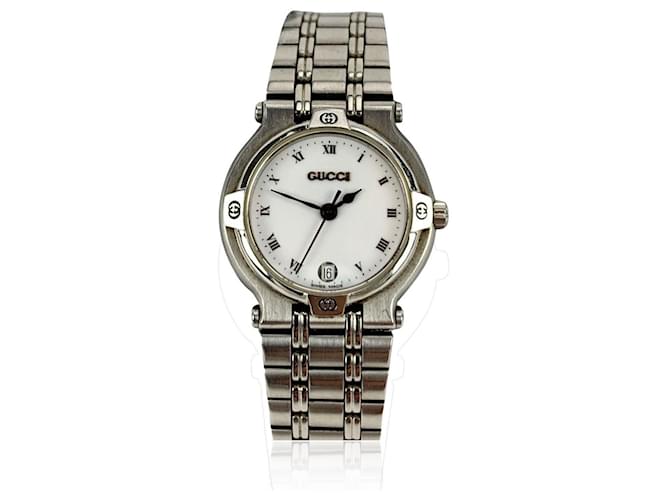 Gucci Vintage Stainless Steel Mod 9100 L Wrist Watch White Dial