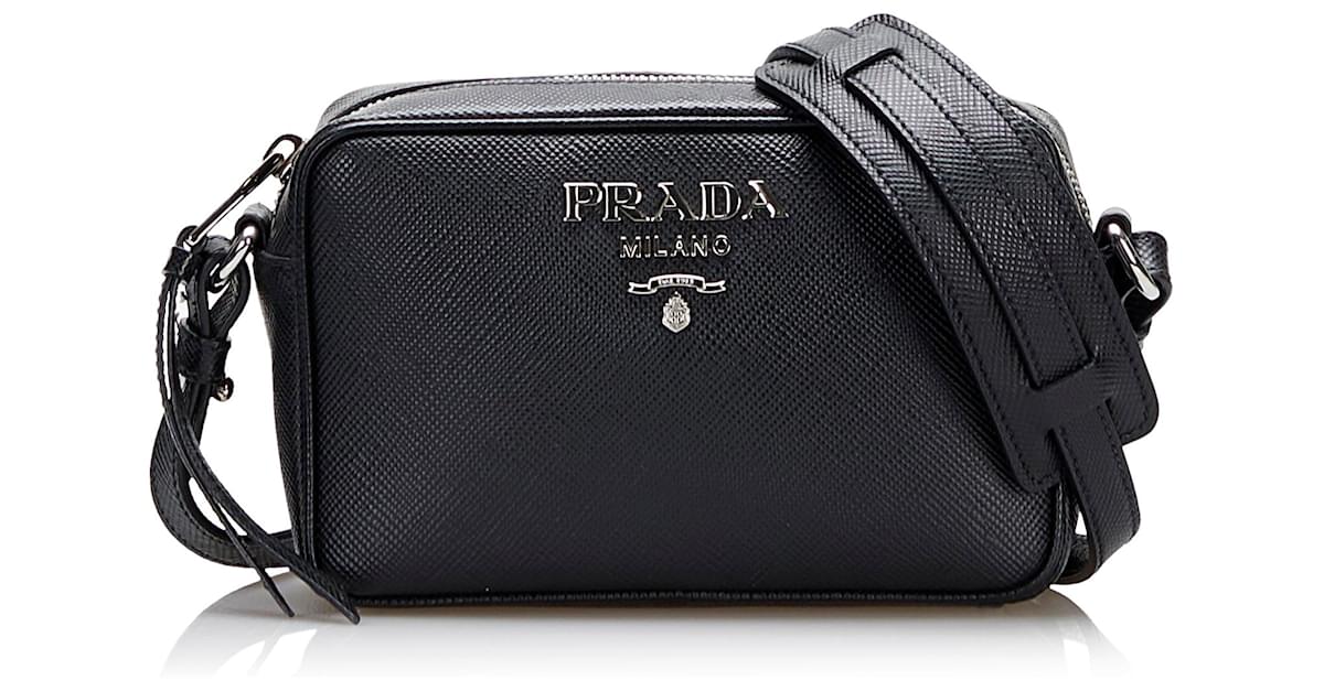 Prada Black Saffiano Crossbody Bag Leather Pony-style calfskin ref.805045 -  Joli Closet