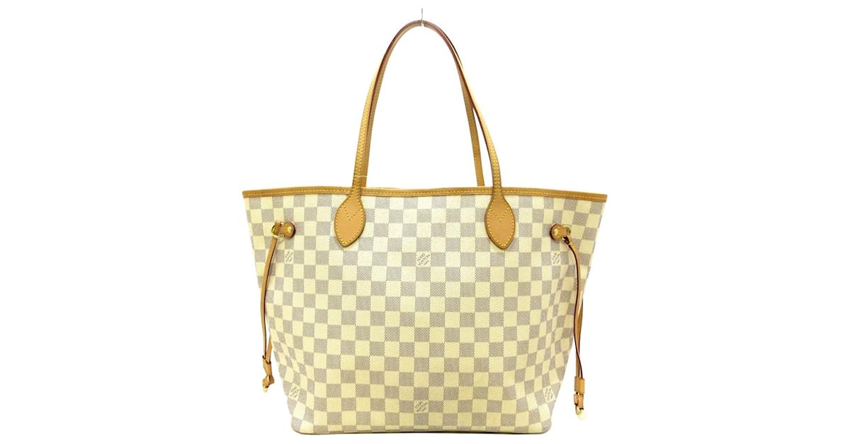 Louis Vuitton NEVERFULL MM BAG Beige Leather Cloth ref.475825