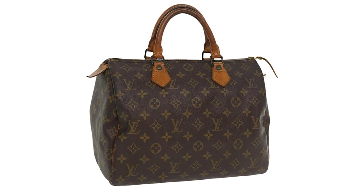 LOUIS VUITTON Monogram Mini Lin Speedy 30 Hand Bag White M95319 LV Auth  tp613