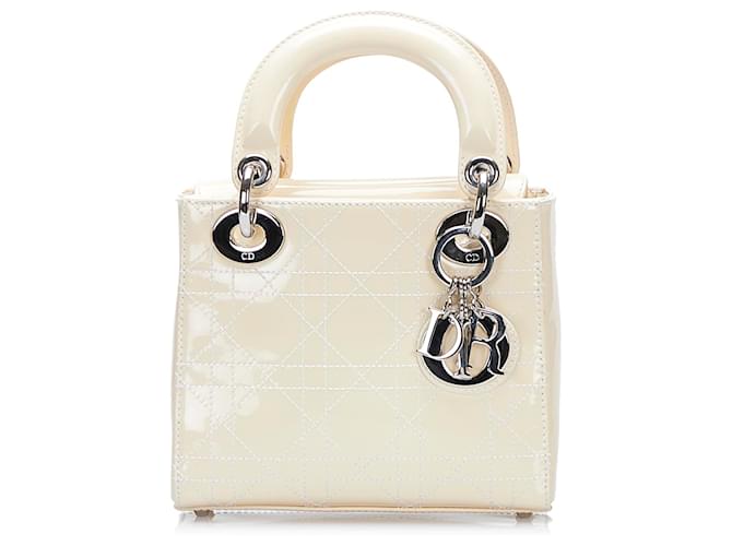 Dior Mini vernice bianca Lady Dior Bianco Pelle Pelle verniciata