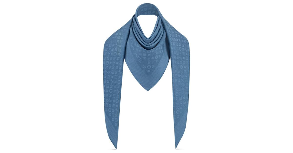 Louis Vuitton Monogram Denim Blue Cashmere Scarf/Shawl whit tag