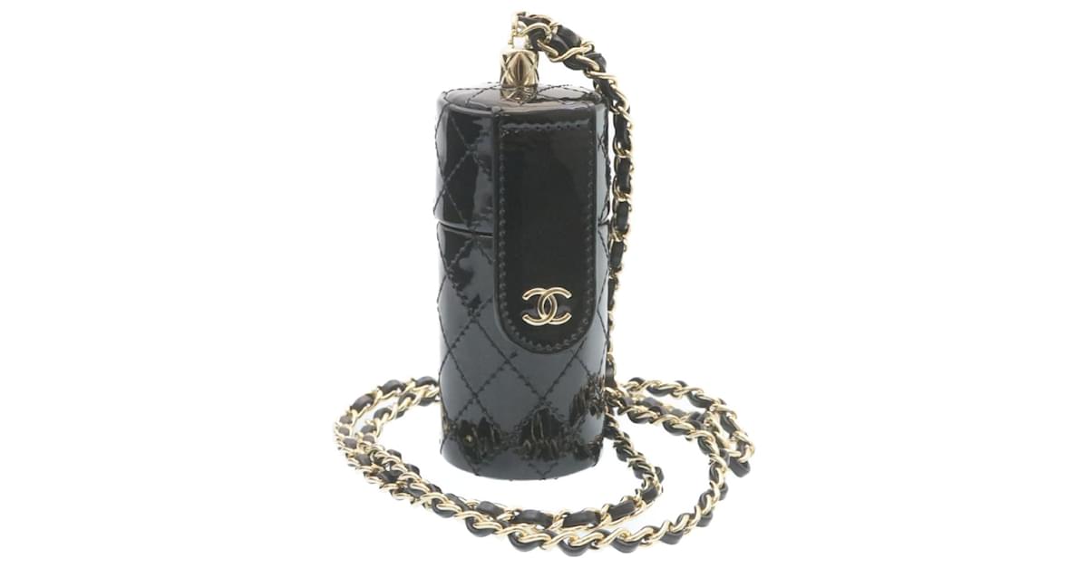 CHANEL Matelasse Chain Lip Case Pouch Patent Leather Black CC Auth 35073a  ref.770803 - Joli Closet