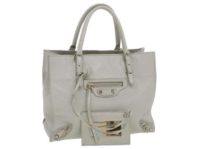 BALENCIAGA Paper mini Hand Bag Leather Gray 305572 Auth yk5630
