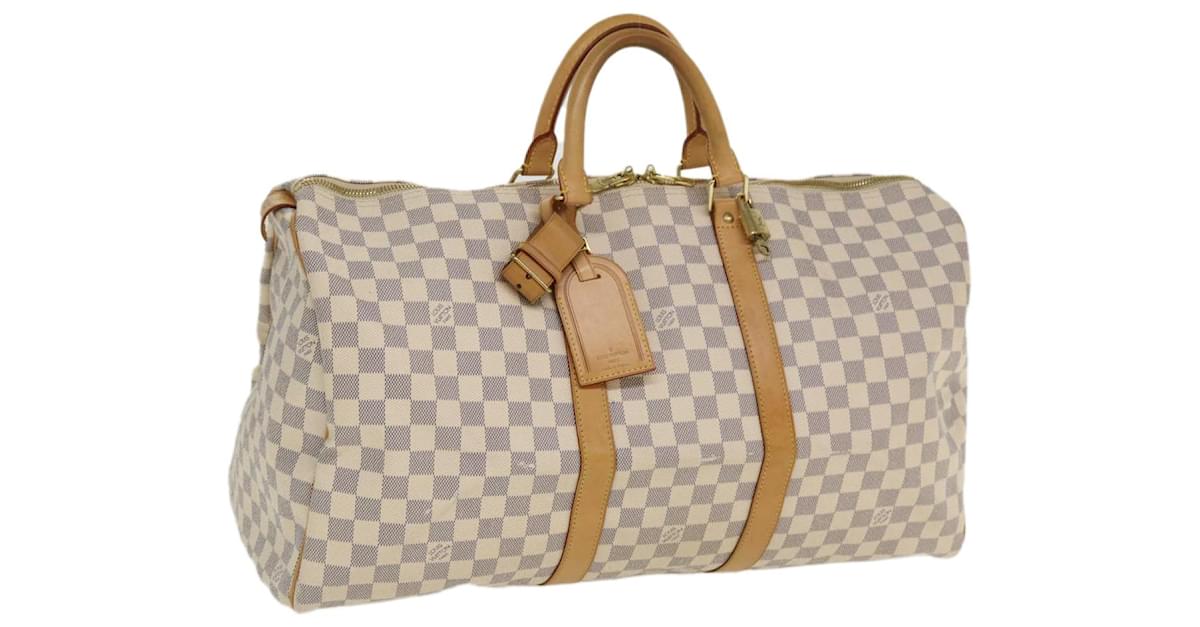 Louis Vuitton Damier Azur Keepall Bandouliere 55 Boston Bag N41429 Auth  Jk3019