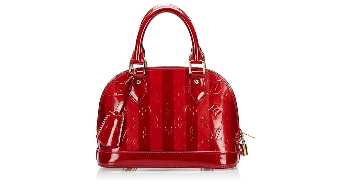 Louis Vuitton Red Vernis Rayures Alma BB Leather Patent leather ref.771905  - Joli Closet