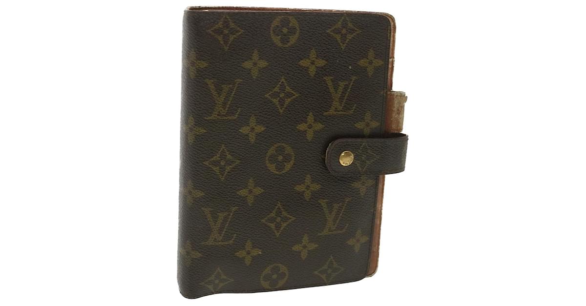 LOUIS VUITTON Monogram Agenda MM Day Planner Cover R20105 LV Auth hk652