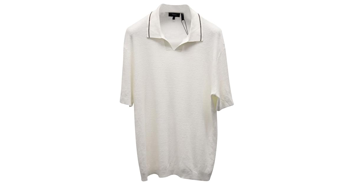 Theory Birke Polo Shirt in White Knit Linen ref.773327 - Joli Closet