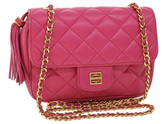 GIVENCHY Matelasse Chain Sac ?� bandouli?�re Cuir Rose Auth am3621 ref.774633 - Joli Closet
