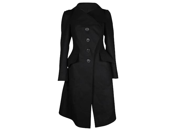 Vivienne Westwood Anglomania Asymmetrical Coat in Black Wool ref
